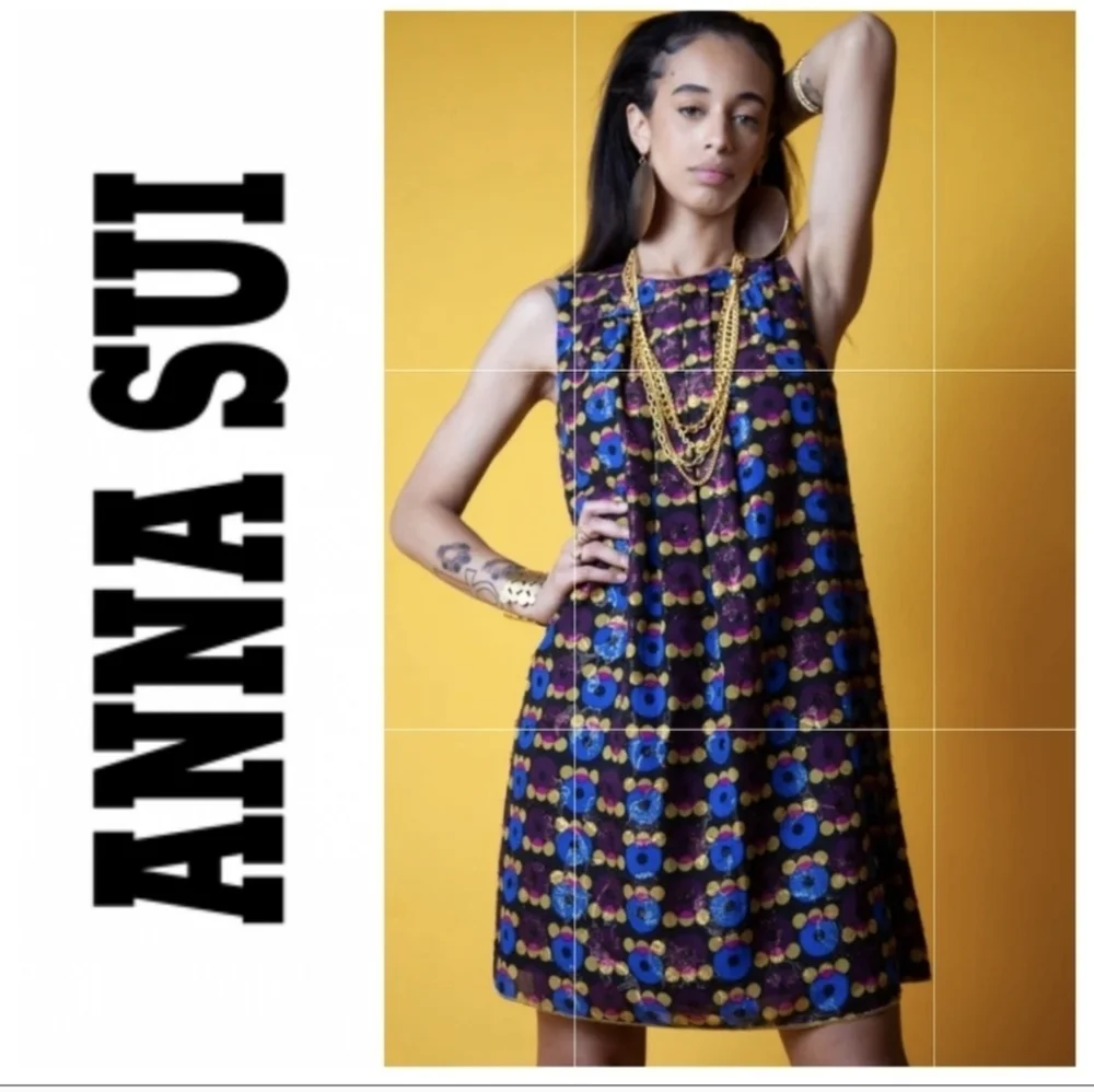 Anna Sui sleeveless metallic dress 20th Anniversary Collection - Picture 2 of 12